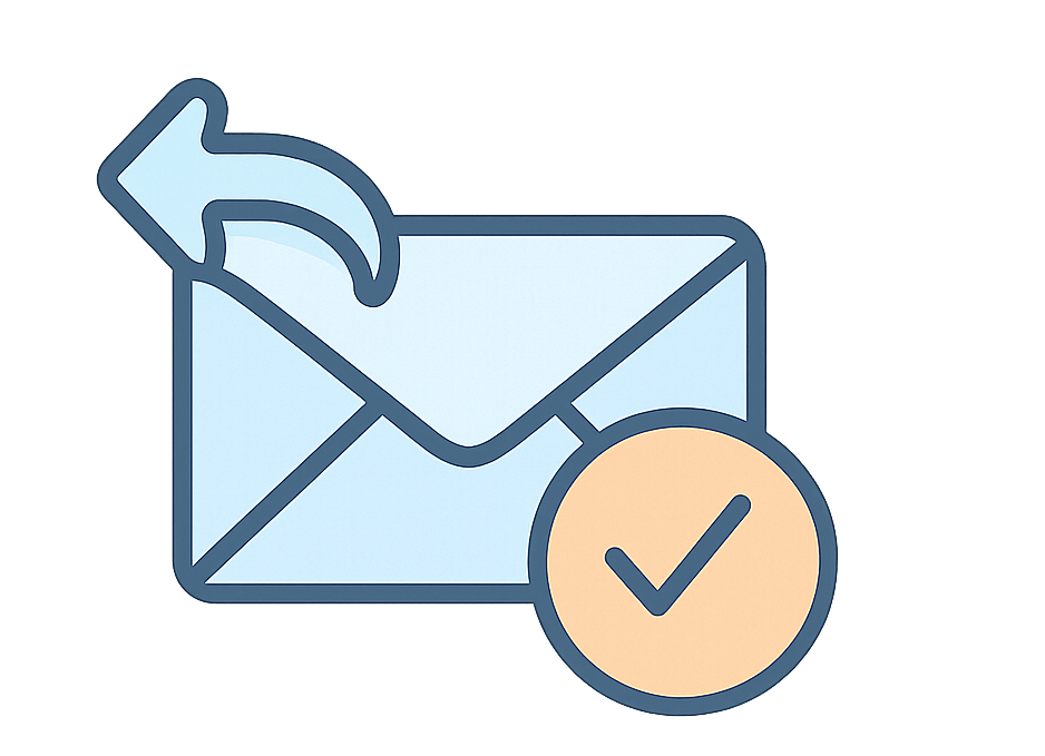 Reply tracking icon showing email reply with checkmark circle