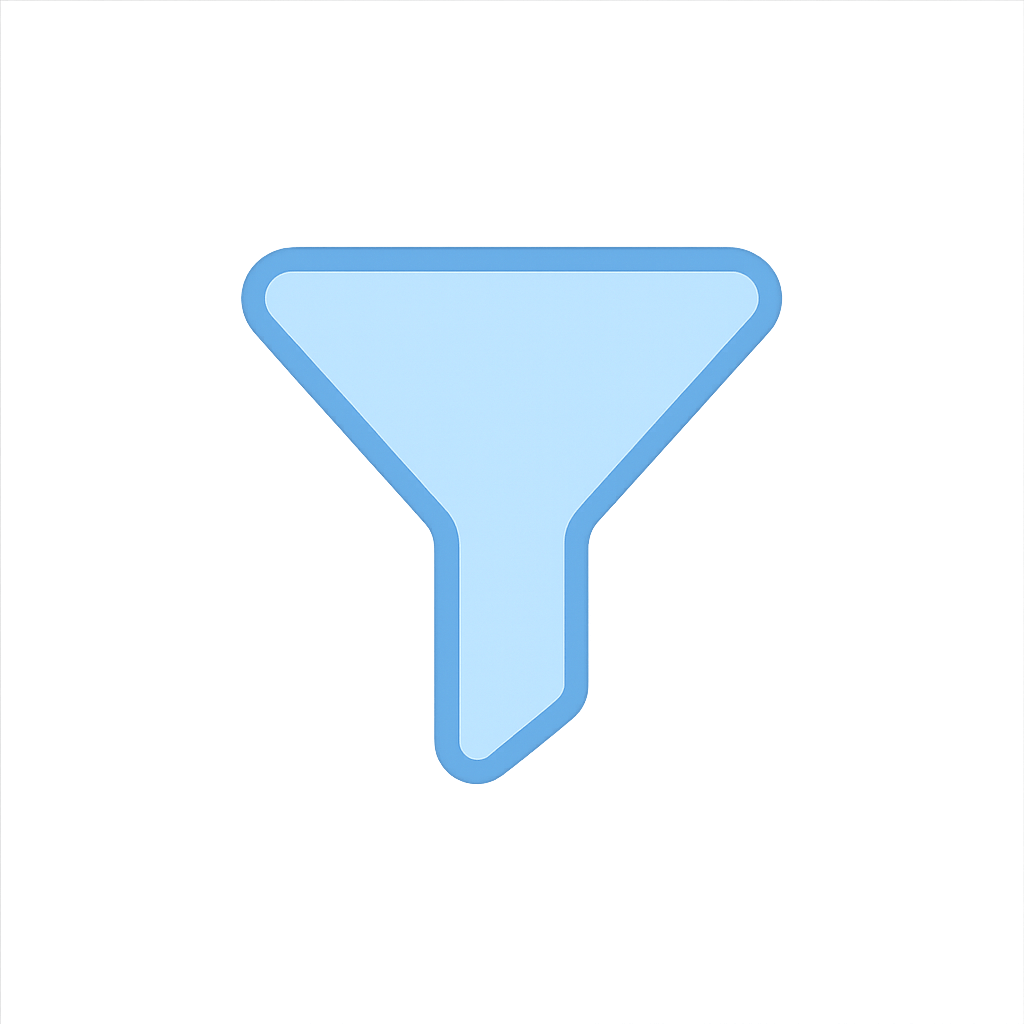 Blue filter icon symbolizing email filters or sorting options